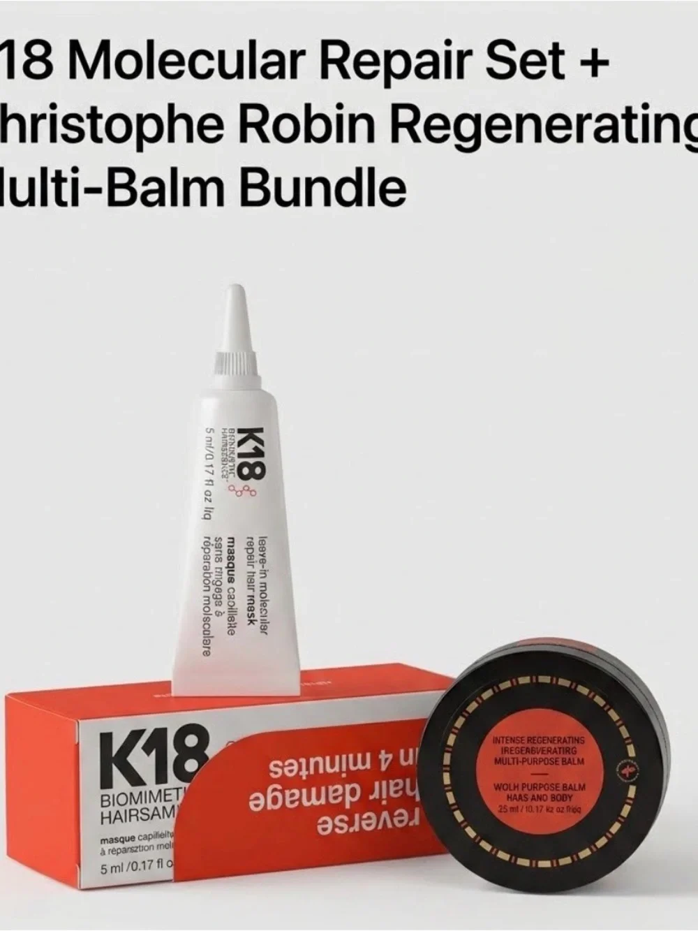 K18 Molecular Repair mini + Christophe Robin Regenerating Multi-Balm Bundle